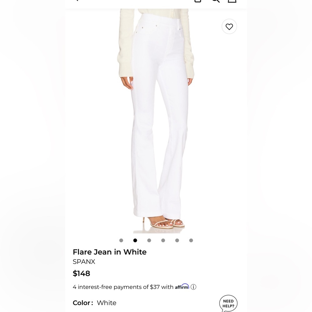 SPANX White Lycra Flare Jeans size 8 NWT
